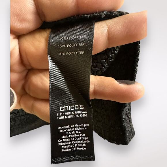 Chico's Sz 3 Travelers Collection Textured Stretch Open Waterfall Cardigan Green - Picture 7 of 8